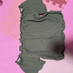 SHEIN Olive Textured Crop Top